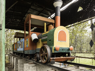 children's train on an old abandoned railway