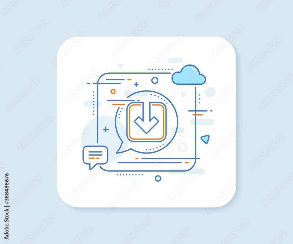 Poster load document line icon. abstract square vector button. download arrowhead symbol. direction or poin