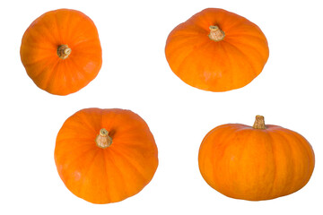 Abstrackt set of Pumpkins isolated on white background. Autumn harvest festive, Thanksgiving day and Halloween concept.