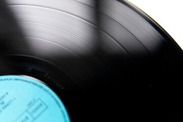 composition of music. vinyl record close up sound track with blurred background