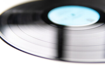 composition of music. vinyl record close up sound track with blurred background