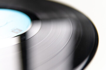 composition of music. vinyl record close up sound track with blurred background