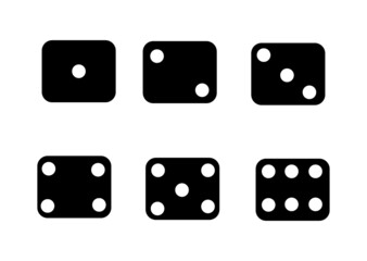 Game dice. Set of game dice, isolated on white background. Dice in a flat design from one to six. Vector illustration