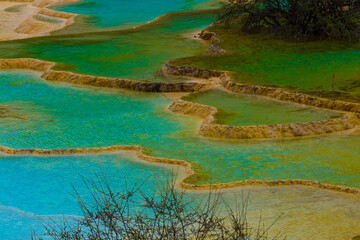 Huanglong Sichuan China Kalksinterbecken Kalksinterterrassen 