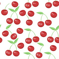 seamless pattern with cherry on a white background