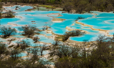 Huanglong Sichuan China Kalksinterbecken Kalksinterterrassen 