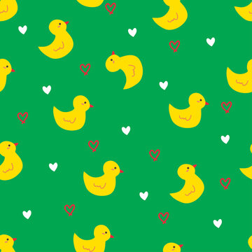 Seamless pattern with cartoon duck. for fabric print, textile, gift wrapping paper. colorful vector for kids, flat style