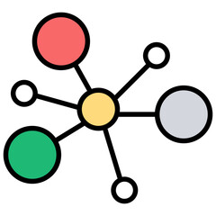 
Atomic symbol, chemical bonding or molecular structure, line vector icon 
