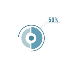 Circle diagram fifty percent pie chart 50. Circle percentage vector diagram.