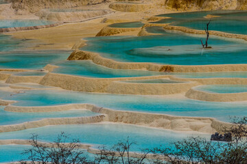 Huanglong Sichuan China Kalksinterbecken Kalksinterterrassen 