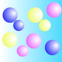 A set of multicolored balls isolated on a transparent blue background. Template for your graphic design