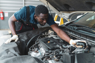 Plakat Auto mechanic working in garage, car repair services