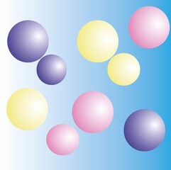 A set of multicolored balls isolated on a transparent blue background. Template for your graphic design