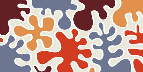 artistic illustration pattern. creative collage with shapes. fashionable template for design. bright textures and shapes, interesting design. Color: beige, white, red, orange, grey
