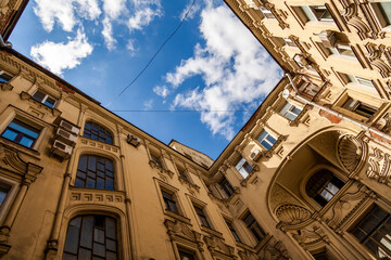 Moscow, Russia, August 11, 2020. The architectural ensemble of the historic district of the city....