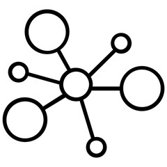 
Atomic symbol, chemical bonding or molecular structure, line vector icon 
