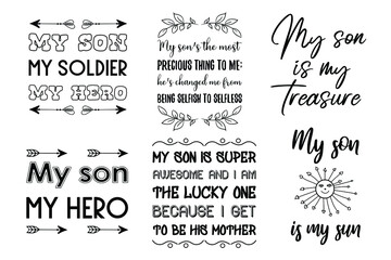 Set of Calligraphy sayings for print. Vector Quotes about Baby boy, child, kids and parents