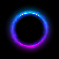 Abstract Round blue and pink light frame with smoke, Suitable for product advertising, product design, and other. Vector Illustration