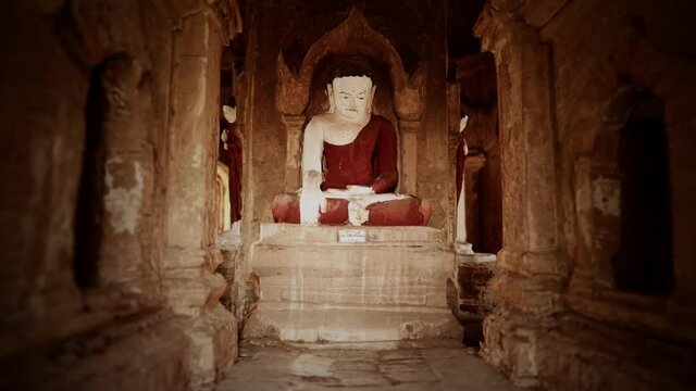 Interior of the ancient temples in Bagan eim ya kyaung Myanmar