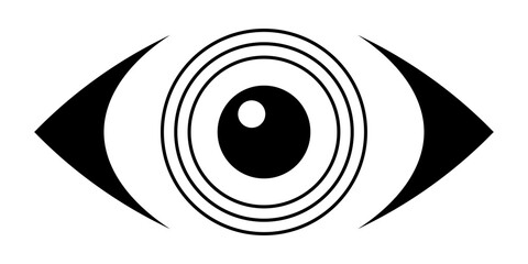 Eye icon, symbol, isolated on white background. Creative geometric eye, logo template. Flat design style. Vector monochrome illustration.