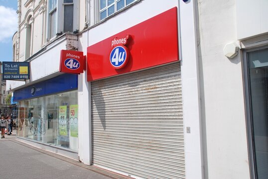 A branch of mobile phone store Phones 4 U at Hastings in East Sussex, England on April 22, 2015. All 720 stores in the UK closed down in September 2014.