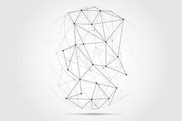 Blockchain technology network isolated on gray background. World globe blockchain technology background connect dots and lines. Abstract ai concept. Connect network technology, ai vector background