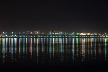 Night skyline of the Abu Dhabi Corniche waterfront