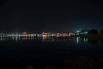 Night skyline of the Abu Dhabi Corniche waterfront