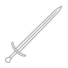 Sword vector illustration icon. Military or heraldry symbol. Protection and security sign. Medieval or knight weapon. Fantasy longsword fencing logo. Clip-art silhouette.