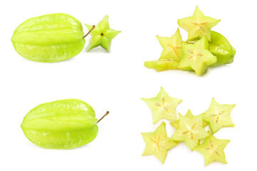 Fototapeta premium Set of carambolier isolated on a white background with clipping path