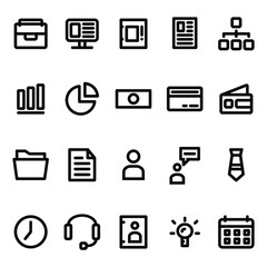 simple icon sets of business and management perfect for id card,  pattern, template, brochure, resume, curriculum vitae, etc. editable stroke