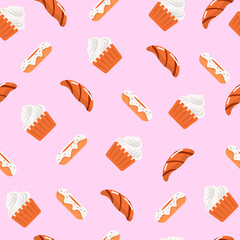 Vector illustration of seamless pattern with sweets