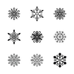 Set of snowflakes icons, vector illustration.