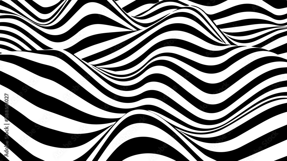 Aufkleber abstract wave of white and black curved lines. hallucination. optical illusion. twisted illustration