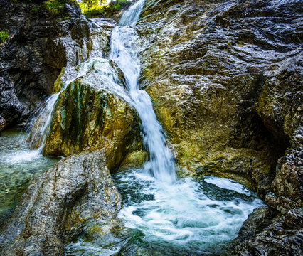 waterfall at the european alps