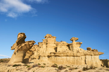 Bolnuevo sand geological formations, located on the coast of Mazarron in the Region of Murcia, Spain.