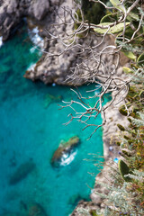 cliff in Capri and in the background beautiful turquoise water