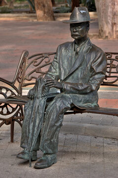 Francisco Mira y Botella statue sitting in Guardamar. de Segura, Alicante - Spain