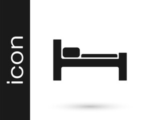 Grey Bed icon isolated on white background. Vector Illustration.