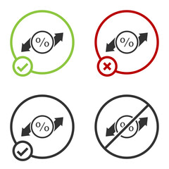 Black Discount percent tag icon isolated on white background. Shopping tag sign. Special offer sign. Discount coupons symbol. Circle button. Vector Illustration.