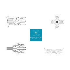 Set Circuit Logo Template vector