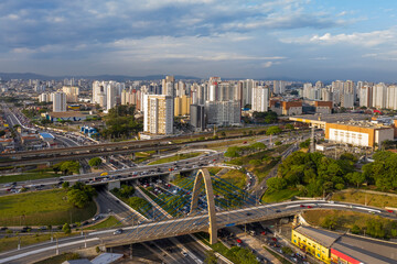 Fototapeta na wymiar entrance to the Tatuape neighborhood, at sunset, Sao Paulo, Brazil, seen from above