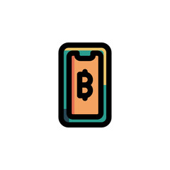 Bitcoin, Cryptocurrency, Phone Icon. Business Icon Set Vector Logo Symbol.
