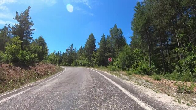 Point of View driving on country route, travel concept dashcam POV in Kastamonu, Turkey