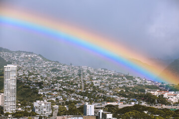  Rainbow in city of Honolulu, Oahu, Hawaii

