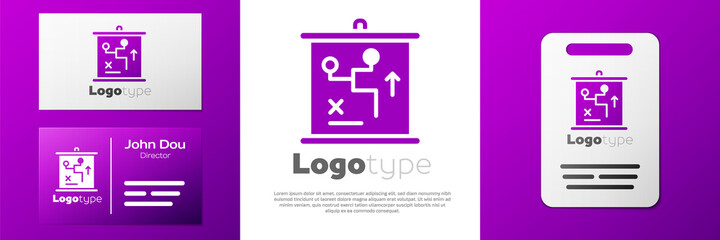 Logotype Planning strategy concept icon isolated on white background. Cup formation and tactic. Logo design template element. Vector.