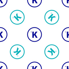 Blue Kelvin icon isolated seamless pattern on white background. Vector.