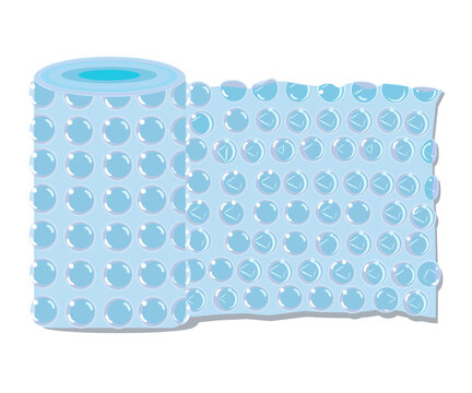 Roll Of Air Bubble Wrap,Air Bubble Wrap Vector. Bubblewrap Icon, Packaging With Air Bubbles Illustration, Shockproof Plastic Used To Pack For Delivery.