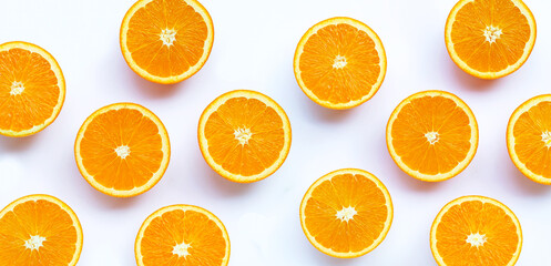 High vitamin C, Juicy and sweet. Fresh orange fruit on white.