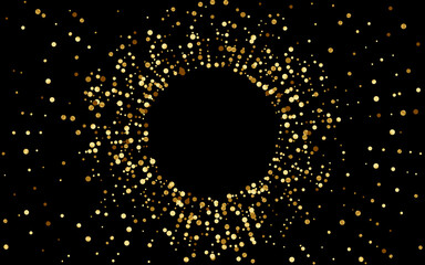 Yellow Sequin Luxury Vector Black Background. 